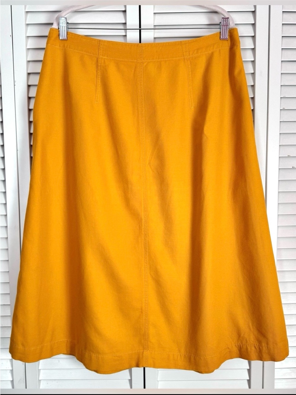 Madewell Patio Button-Front Midi Skirt Orange Tungsten Glow Comfy Size 14 - Picture 4 of 7